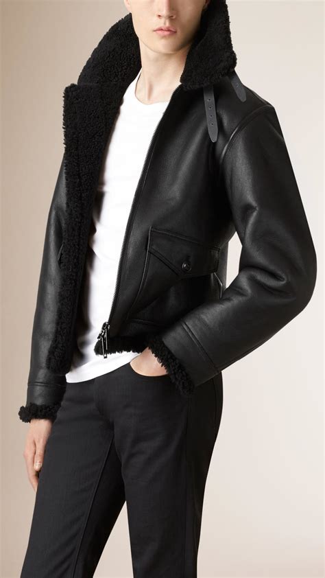 burberry shearling jacket women's|burberry men's shearling aviator jacket.